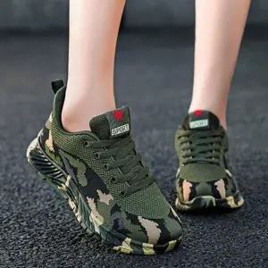 발편한 쿠션 카모플라쥬 커플 운동화 패브릭 런닝 조깅 워킹화