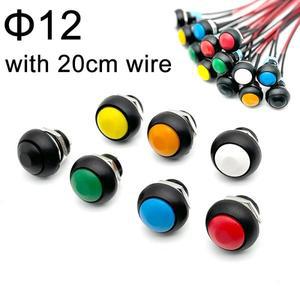 호환 5/20PCS 12mm 순간 푸시 버튼 스위치 ON OFF PBS-33B 셀프 리셋 미니 라운드 (와이어 2Pin 1A DC12V
