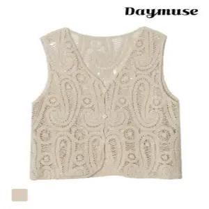 [모어오브](N) 쉐르 레이스 조끼 브이넥 니트 탑