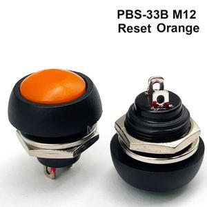 호환 6Pcs PBS-33B 푸시 버튼 스위치 12MM 소형 방수 셀프 리셋 원형 전원 잠금 장치 프리 구형