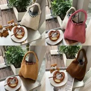 [셀러에이드]포근 스티치 울 니트 가방 토트백 여성 손잡이 천가방