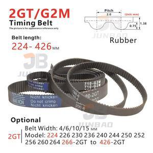 224-426mm, 2GT 타이밍 벨트, 모델 224/226/230/236/240-2GT부터 426-2GT까지, DIY/CNC/3D 프린터용, G2M