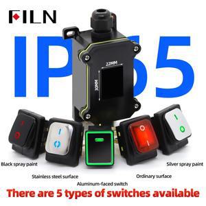 호환 FILN 30A 12V 24V 220V 방수 인라인 토글 스위치 (LED 포함) IP65 방진 실외 박스 코드 로커 전원