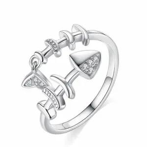 [셀러에이드]AC1602 프리사이즈 피쉬본 큐빅 실버 물고기 반지