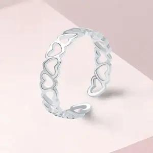 [셀러에이드]AC1621 프리사이즈 컷아웃 하트 심플 러블리 실버 링