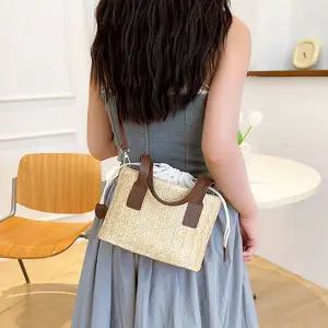 [셀러에이드]사각 밀짚 이너 포켓 크로스백 가방 여름 토트 여성
