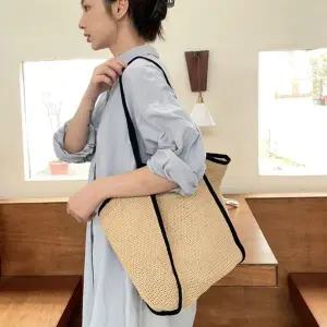 [셀러에이드]빅사이즈 그물 밀짚 쇼퍼백 여행 가방 숄더 에코백 휴