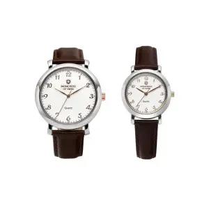 매장정품 MONCROSS 남녀 가죽 커플 손목시계 MS1811MF-BR