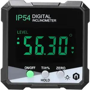 랜쿤 디지털 경사계 LCD 베벨 게이지 각도기 백라이트 마그네틱 베이스 고정밀 방수 배터리 측정 도구 포함