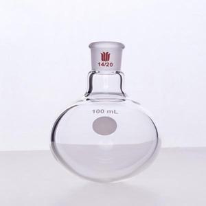 SYNTHWARE 단일 목 둥근 바닥 볼 병, 조인트 14/20, 용량 5mL-500mL, 붕규산 유리 플라스크, F301