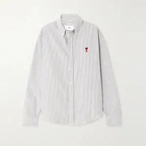 [아미] 하트 로고 스트라이프 옥스포드 셔츠 블랙 BFUSH063 CO0087 154291563