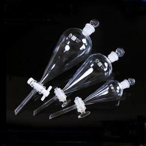 실험실 실험을 위한 유리/PTFE 피스톤이 있는 1pcs 30ml ~ 1000ml 배 모양의 명확하고 두꺼운 분리 깔때기