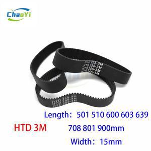 HTD 폐쇄 루프 고무 타이밍 벨트 피치 길이 501 510 600 603 639 708 801 900mm 너비 15mm 501-3M 600-3M