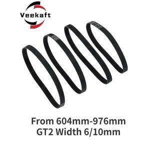 Veekaft 1PCS 3D 프린터 부품 GT2 6mm 2GT 10mm 폐쇄 루프 고무 타이밍 벨트 604mm-976mm 너비 6mm/10mm 동