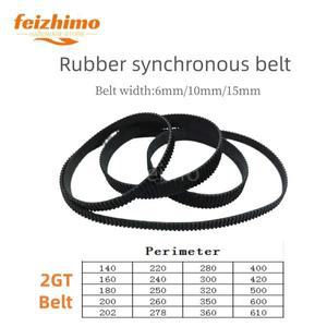 3D 프린터 액세서리에 적합한 고무 벨트, 2GT GT2 너비, 동기 원형 둘레 140mm-610mm, 6mm, 10mm, 15mm