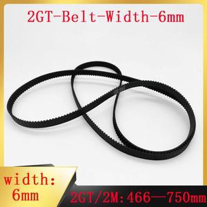 2GT 폐쇄 루프 타이밍 벨트 고무 폭 6mm 컨베이어 구동 링 톱니 피치 2mm, GT2, 466-750mm