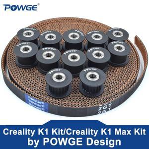 POWGE Black Creality K1 키트 3미터 2MGT 2GT-7.7 RF 오픈 타이밍 벨트 12pcs 20 치아 아이들러 풀리 보어