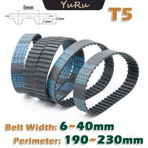 T5 타입 폐쇄 루프 고무 타이밍 벨트 둘레 190 195 200 205 210 215 222 225 230mm 전송 폭 6~40mm 드라이