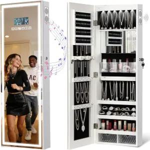 블루투스 스피커가 장착된 차오관 LED 미러 주얼리 캐비닛 벽/도어 정리함 아르무아르 수납이 가능한 전체
