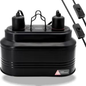 독립 스위치가 있는 MECESOR 듀얼 파충류 램프 고정 장치 유리 테라리움 서식지를 위한 UVB 및 베이킹 전구