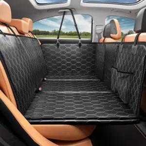 마젤 굿즈 도그 뒷좌석 커버 하드 바텀 - 400파운드 수용 차량용 방수 해먹 40 추가 공간 자동차 SUV 및