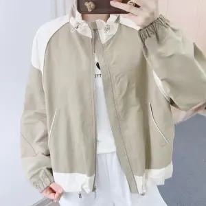 스트레인지 여성용 가을 캐주얼 배색 코트 점퍼 트렌치 데일리룩 KUK3