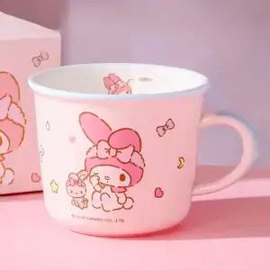 마이멜로디 투톤 눈금 머그컵 340ml이유식기 아동 유아 스텐 물컵 양수 빨대