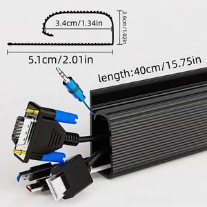 호환 1개 40cm/15.75인치 PVC 책상 케이블 트레이 아래 관리 채널 코드 숨김 무타공 설치 와이어 정리기