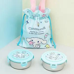 시나모롤 원형스텐 2단 도락조리개세트아동식기 유아 도락 2단도락 소풍도락 도락가방