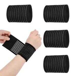 4 PCS 붕대 팔 랩 탄력 손목 지지 밴드 압박 조절 스트랩 통기성 보호대 남녀 스포츠의 블랙