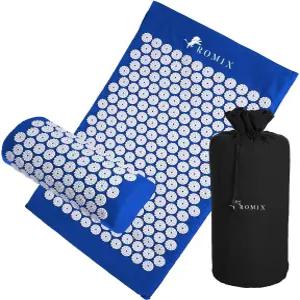 ROMIX 지압 매트 및 베개 세트 요통 목 어깨 스트레스 감소 웰니스 테라피 남녀용 캐리어 백이 포함된 쿠션