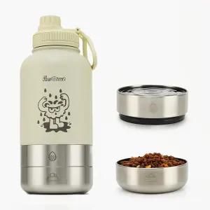 34온스 개 물병 분리 가능한 음식 및 물그릇이 있는 스테인리스 스틸 디스펜서 물을 뜨겁거나 차갑게