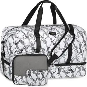 여성용 IBFUN 위켄더 가방 주말 여행 출장 3PCS를 위해 신발칸이 있는 더플백 기내 반입