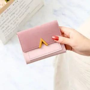 [셀러에이드]파스텔 심플 투톤 반지갑 브이장식 포인트