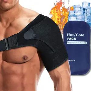 얼음 및 핫팩이 포함된 Zeencare 어깨 보호대 콜드 테라피 온열 압박 슬리브 남성용 회전근개 보조대용