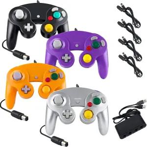 Burcica 4PCS 컨트롤러 스위치 PC Wii U 콘솔용 4개의 확장 케이블 및 4포트 USB 어댑터 포함