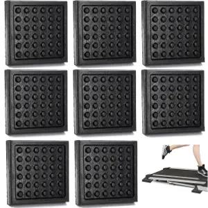 WRINGKIT 8팩 헤비 듀티 운동기구 매트 러닝머신용 4 x 0.8 인치 미끄럼 방지 러버 하드우드 바닥 카펫