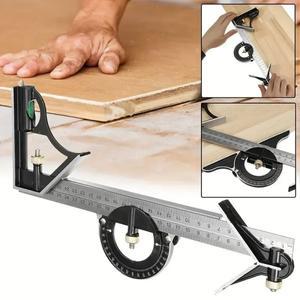 300mm 삼중 각도자 콤비네이션 스퀘어 자 3 in 1 측정 도구 세트 분리형 스테인리스 스틸 알루미늄 내구성