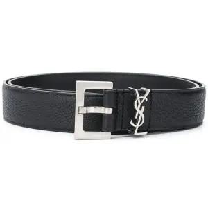 [생로랑] 모노그램 블랙 가죽 벨트 634440 DTI0E 1000 154302137