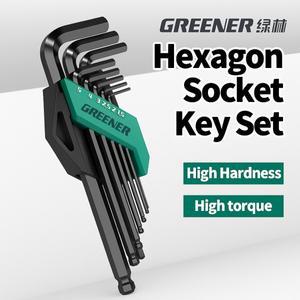 그린리 육각렌치 세트 경화강 연장형 범용 미터법 L형 (육각 소켓 나사용)
