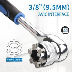 10-19mm 조정 가능 범용 전기 3/8 래칫 렌치 슬리브 변환기 연장로드 소켓 다기능 드라이브 도구