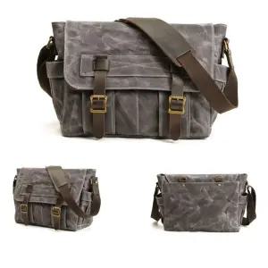 빈티지 남자 가방 리얼 캔버스 가죽 컴퓨터 숄더백 크로스백 패션 CH5