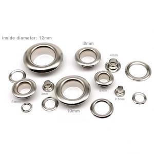 100sets 2.5mm ~ 12mm 실버  구멍 (와셔 포함) 그로멧 링 공기 리벳 가죽 가방 신발 벨트 캡 의류