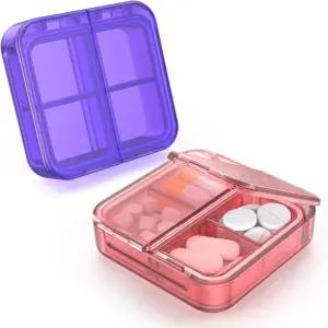 작은 알약 상자 4 여행용 케이스 휴대용 정리함 니용 미니 용기 어유 및 보충제 보관을 데일리 컴팩트 약