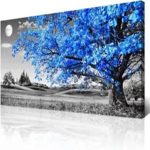 거실용 와플루암 스 벽 아트 침실용 흑백 장식 블루 트리 풍경 사진 인쇄 아트워크 오피스 룸 에틱 홈 데코