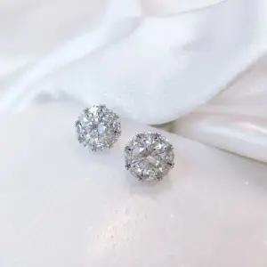 다이아몬드 주얼 다이아 꽃 클러스터 스터드 귀걸이