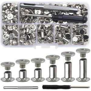 110세트 시카고 스크류 가죽 나사 리벳 다양한 바인딩 공예 벨트 가방 신발 장식 및 수리용