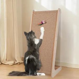 실내 고양이를 사이잘 긁기 26.8 L자형 보드 마우스 장난감이 단단한 나무 패드 가구를 보호하기 대형 기둥