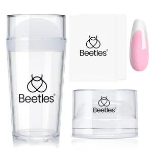 비틀스 프렌치 팁 네일 스탬프 도구 4Pcs 짧고 투명한 실리콘 및 스크레이퍼 아트 인쇄 세트 매니큐어 홈