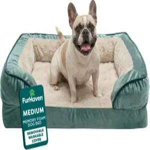 탈착식 볼와 세탁 가능한 커버가 중형/소형 반려견용 퍼헤이븐 메모리 폼 침대 35파운드 - 시 벨벳 웨이브
